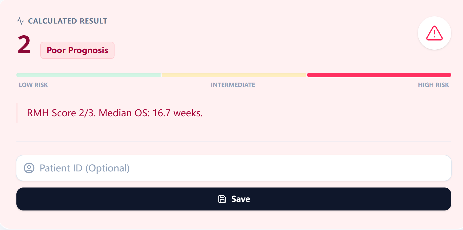 RMH Score calculated result example